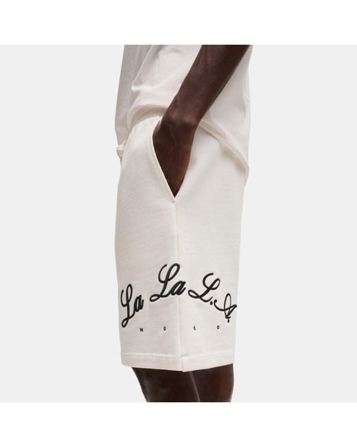 Boss White Loose Shorts for men