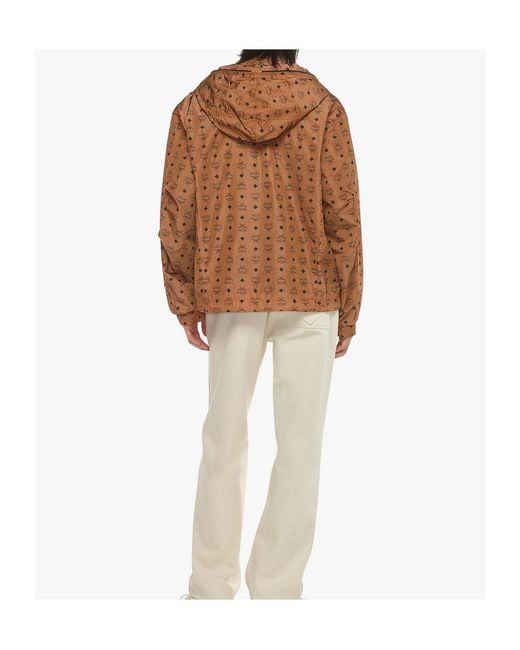 MCM Brown Monogram-Printed Zipped Hooded Jacket for men