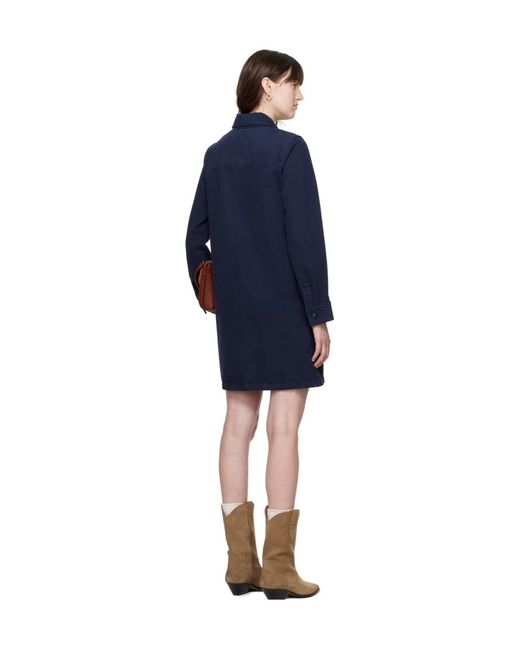 A.P.C. Blue Pocket-Flap Shirt Dress