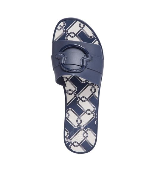 Moncler Blue Patterned Slip-On Slides