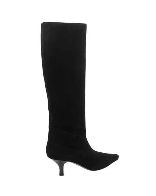 Paris Texas Black Rose Knee-High Stiletto Boots