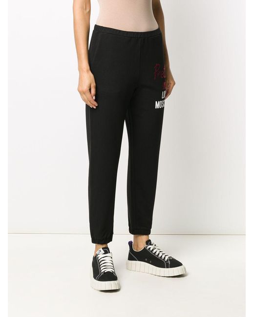 Moschino Black Rhinestone Inlaid Logo Sweatpants