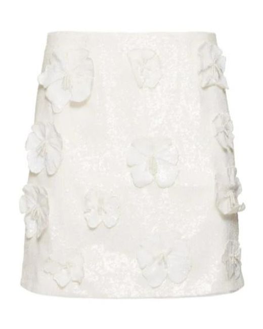ROTATE BIRGER CHRISTENSEN White Saje Sequined Flower Trim Skirt