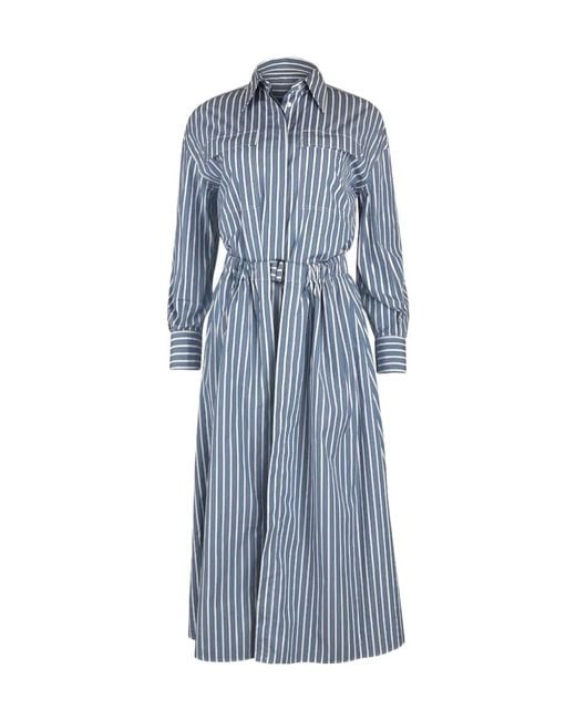 Brunello Cucinelli Blue Striped Dress