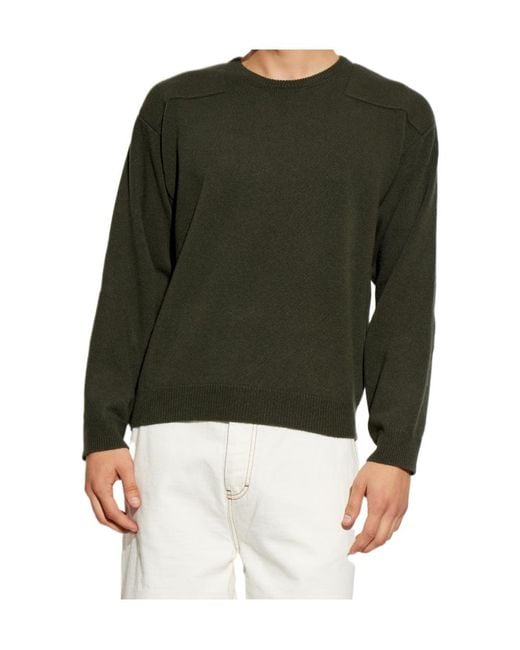 Jil Sander Green Regular-Fit Padded Shoulde Sweater for men