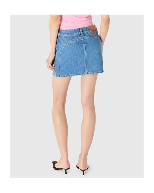 MARINE SERRE Blue Crescent-Pattern Zipped Mini Skirt