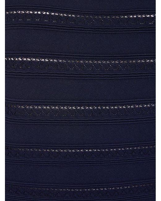 Blugirl Blumarine Blue Pointelle-Knit Ribbed Top