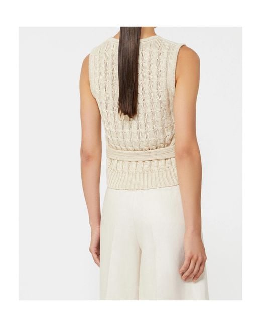 Max Mara White Calibri Button-Up V-Neck Gilet