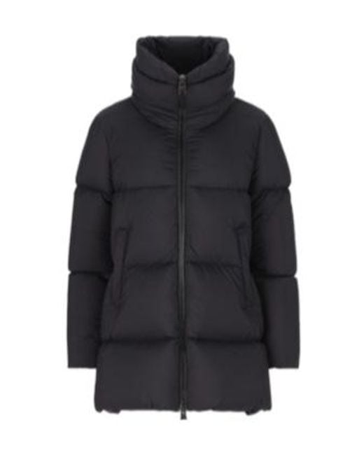 Herno Blue High Neck Zip-Up Coat