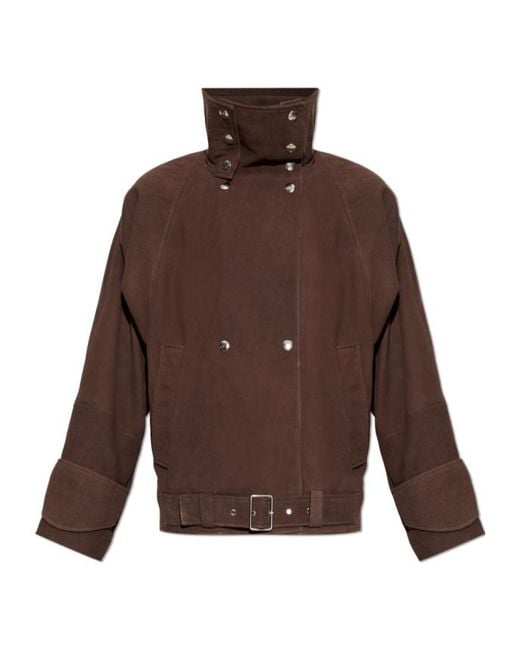 IRO Brown Long-Sleeved Leather Jacket