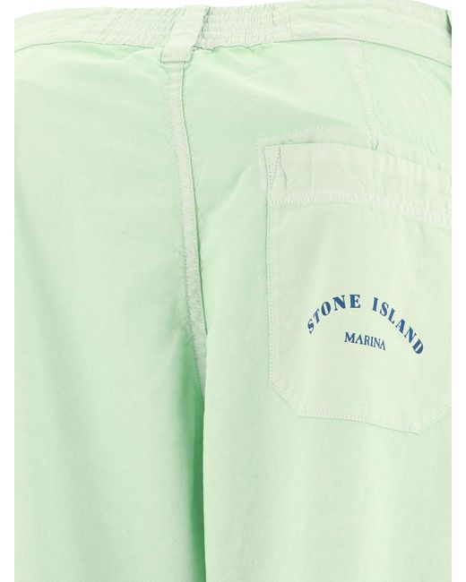 Stone Island Green Straight-Leg Cotton Trousers for men