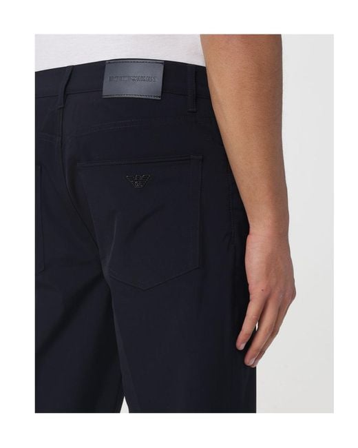 Emporio Armani Blue Logo-Patch Trousers for men