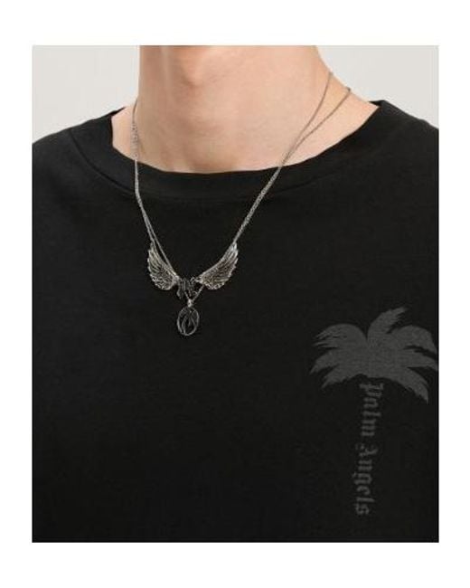 Palm Angels Black Logo Detailed Crew Neck T-Shirt for men