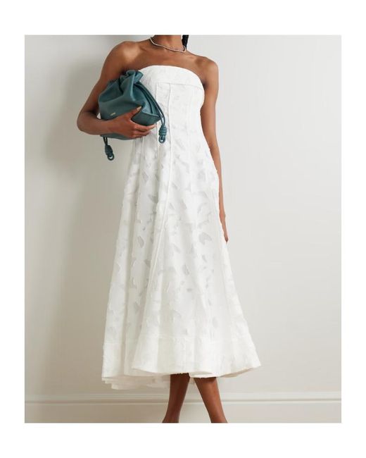 Jonathan Simkhai White Imogen Strapless Fil Coupé Jacquard Midi Dress