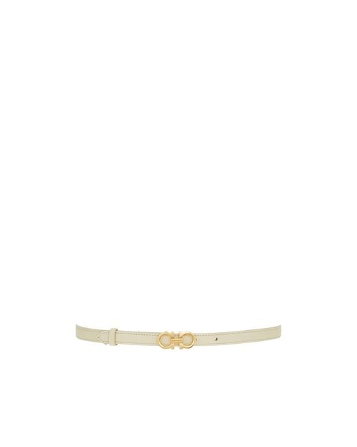 Ferragamo White Gancini Belt