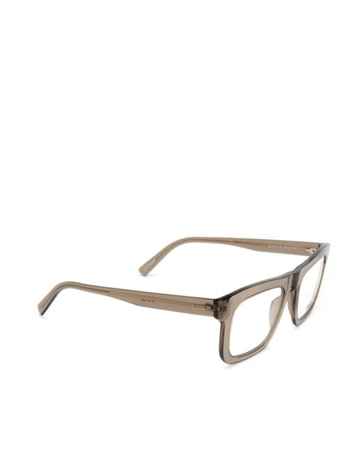 Zegna Metallic Square Frame Glasses for men