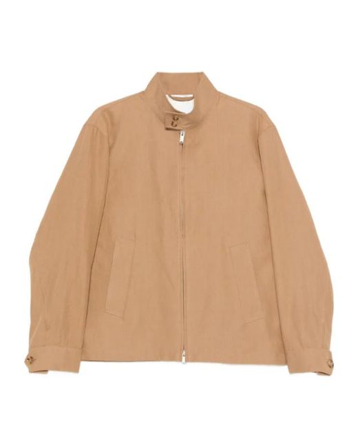 Lardini Natural High Collar Zip Jacket for men