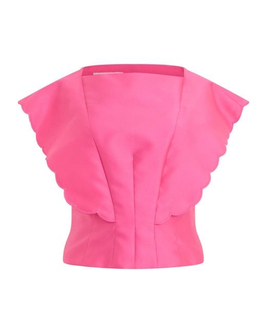 Philosophy Di Lorenzo Serafini Pink Scalloped Cropped Top