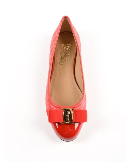 Ferragamo Red Bow Tie Ballet Shoes