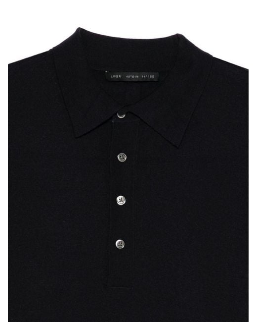 Low Brand Black Long-Sleeved Knitted Polo Shirt for men