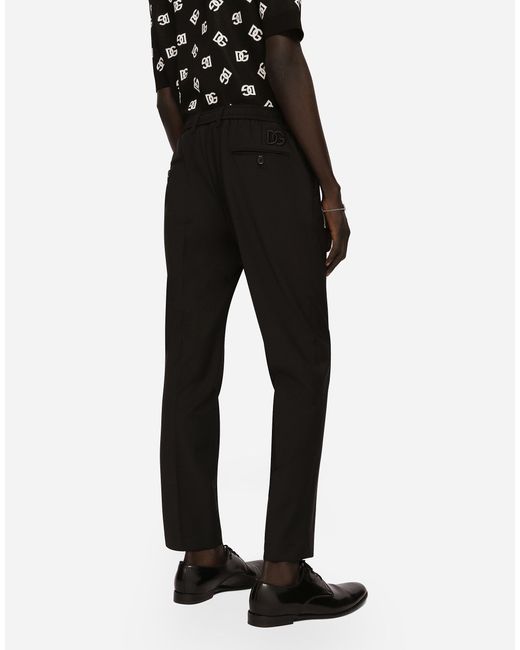 Dolce & Gabbana Black Logo Pleated Dress Pants for men