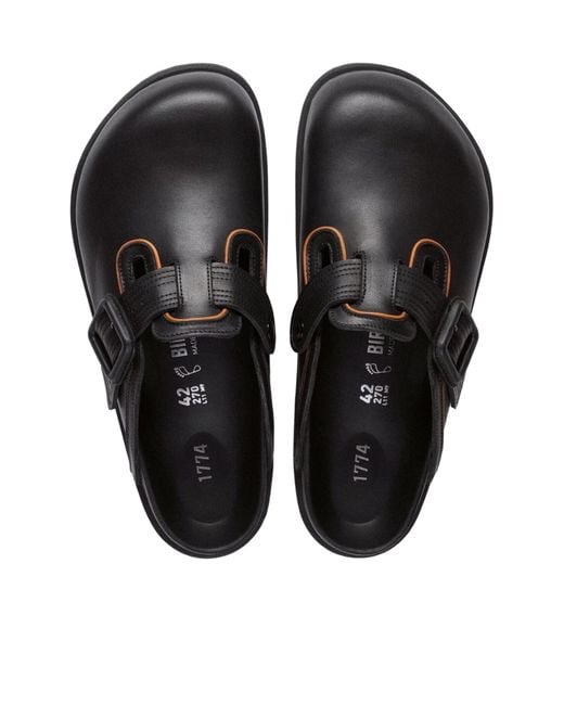 Birkenstock Black Buckle-Fastening Leather Mules for men