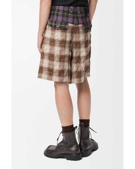 Loewe Brown Checked Flannel Shorts for men