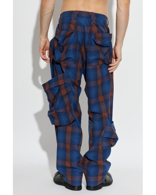 Vivienne Westwood Blue Plaid Casual Pants for men