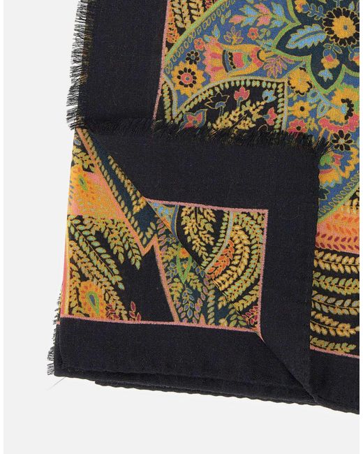 Etro Green Paisley Printed Rectangular Scarf