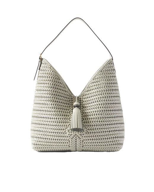 Anya Hindmarch Gray Chevron Woven Tote Bag
