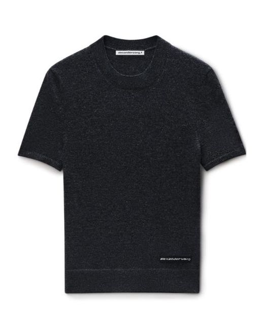 T By Alexander Wang Black Logo Patch Crewneck Knitted T-Shirt