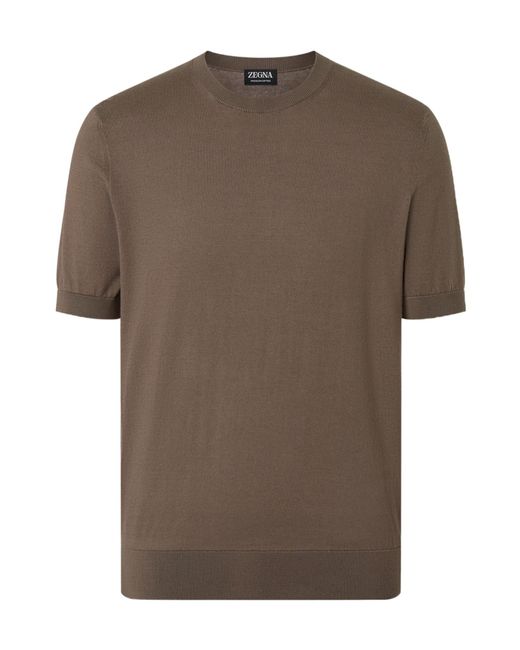 Zegna Brown Cotton T-Shirt for men