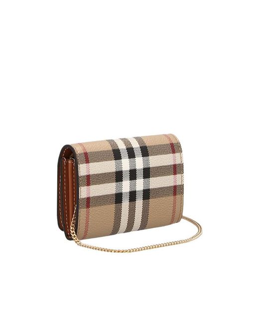 Burberry Natural Check Pattern Chained Wallet