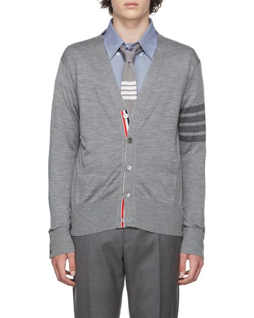 Thom Browne Gray Button-Up Cardigan for men