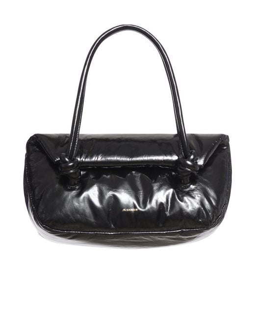 Jil Sander Black Logo Printed Shoulder Bag