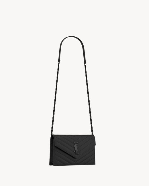 Saint Laurent White Cassandre Envelope Chain Wallet