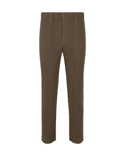 Homme Plissé Issey Miyake Gray Pleated Casual Pants for men
