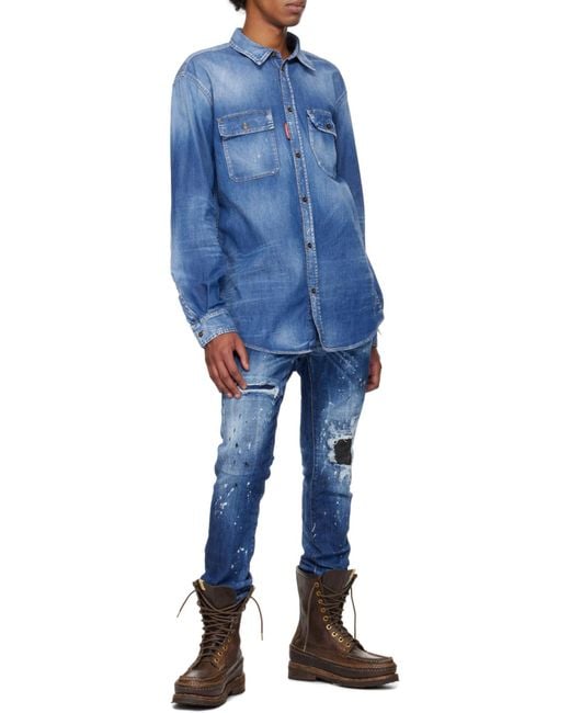 DSquared² Blue Relax Dan Worker Pocket Shirt for men
