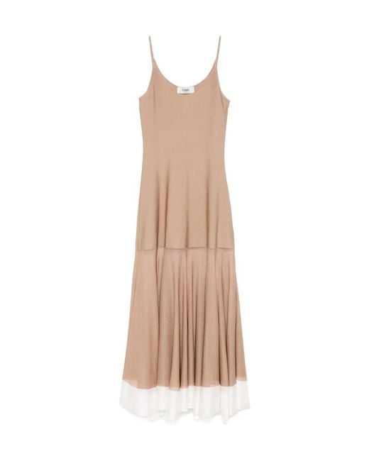 Fendi Natural Sleeveless Knitted Maxi Dress