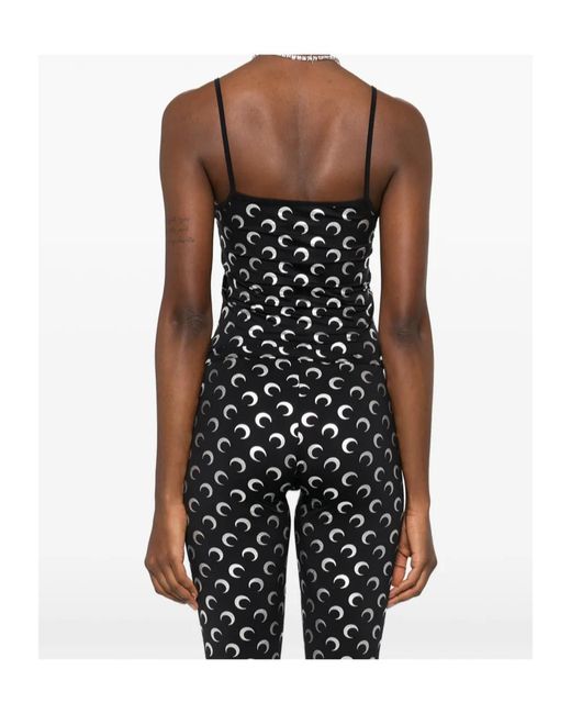 MARINE SERRE Black Round Neck Printed Camisole