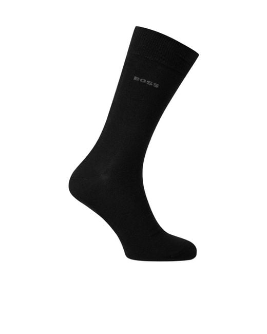 Boss Black Solid Color Long Cotton Socks for men