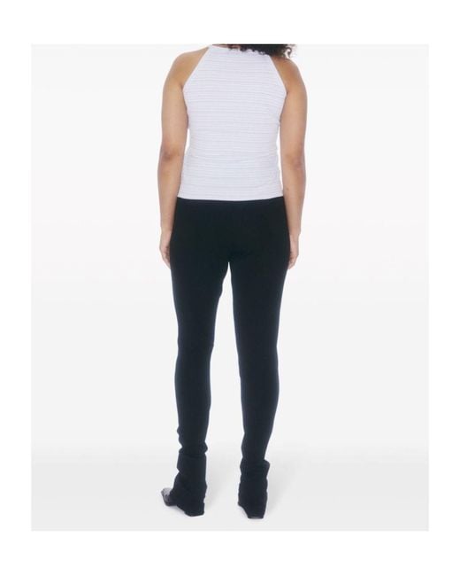 Filippa K White Monogram-Embroidered Striped Organic Cotton Tank Top