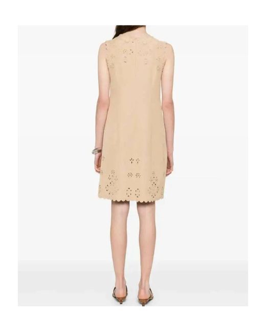 Ermanno Scervino Natural Broderie-Anglaise Midi Dress