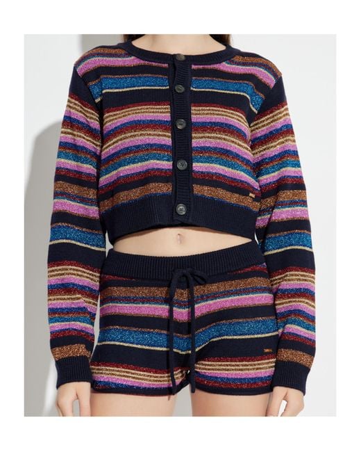 DSquared² Blue Striped Button-Up Cardigan