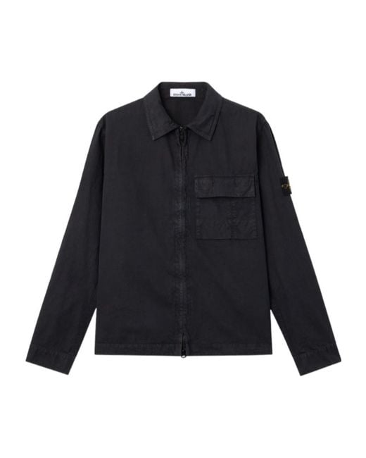 Stone Island Blue Logo Patch Pocket Detail Shirt for men