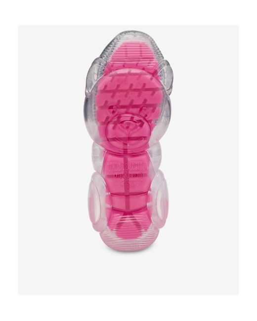 Moschino Pink Transparent-Sole Mesh Sneakers