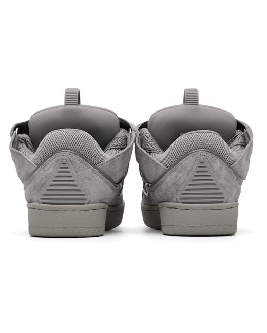 Lanvin Gray Round Toe Lace-Up Sneakers for men