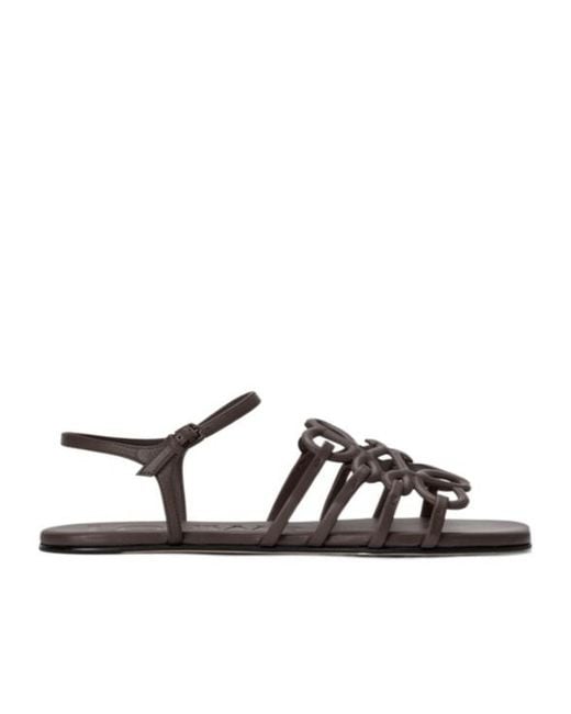 Loewe Brown X Paula's Ibiza Leather Petal Anagram Sandals