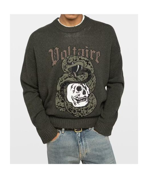 Zadig & Voltaire Green Marko Snake-Motif Sweater for men