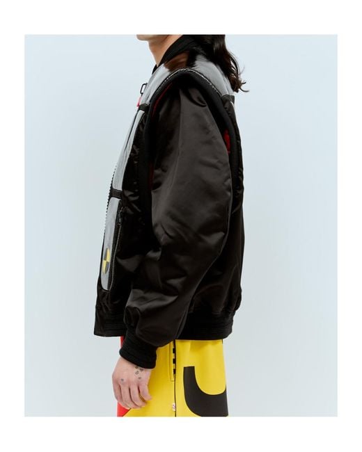 Walter Van Beirendonck Black Patchwork Bomber Jacket for men